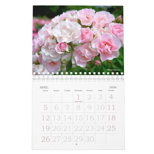 Schönerタプレ Roseダ Kalender (Apr 2026)
