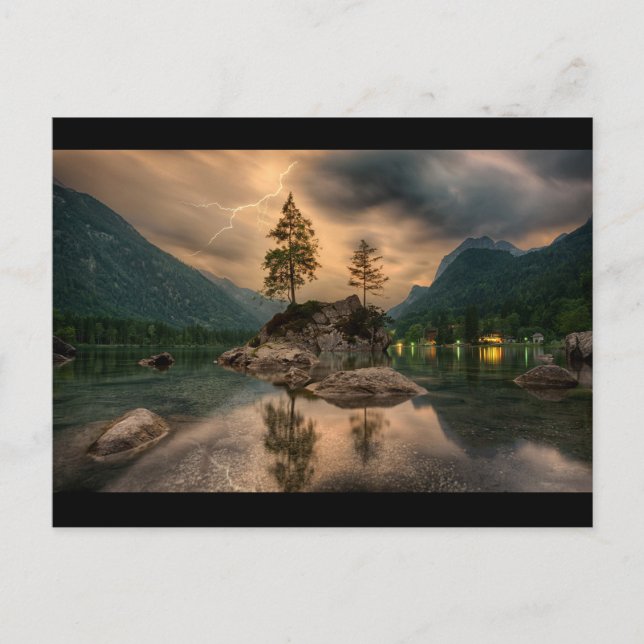 Schöner Abend Bergsee Foto Postkarte (Vorderseite)