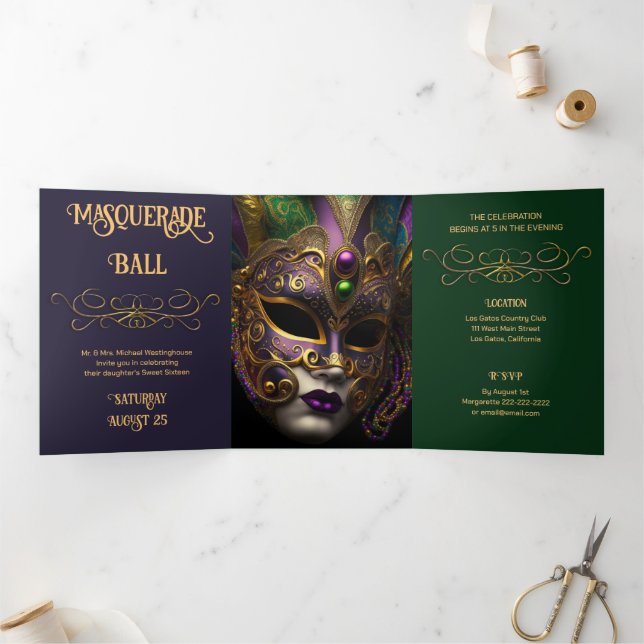 Schöner Abend Masquerade Ball Einladung (Innenseite)