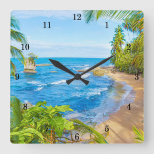 Schöner abgeschiedener Strand Quadratische Wanduhr