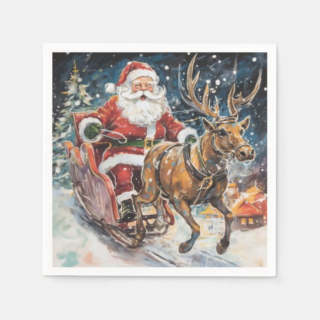 Schöner Abstrakter Weihnachtsmann und Rentier im G Serviette (Vorderseite)