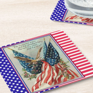 Schöner Adler Fourth of July patriotische Flagge Rechteckiger Pappuntersetzer