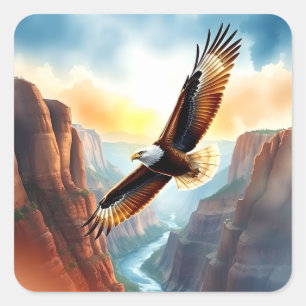 Schöner Adler über Canyon Quadratischer Aufkleber