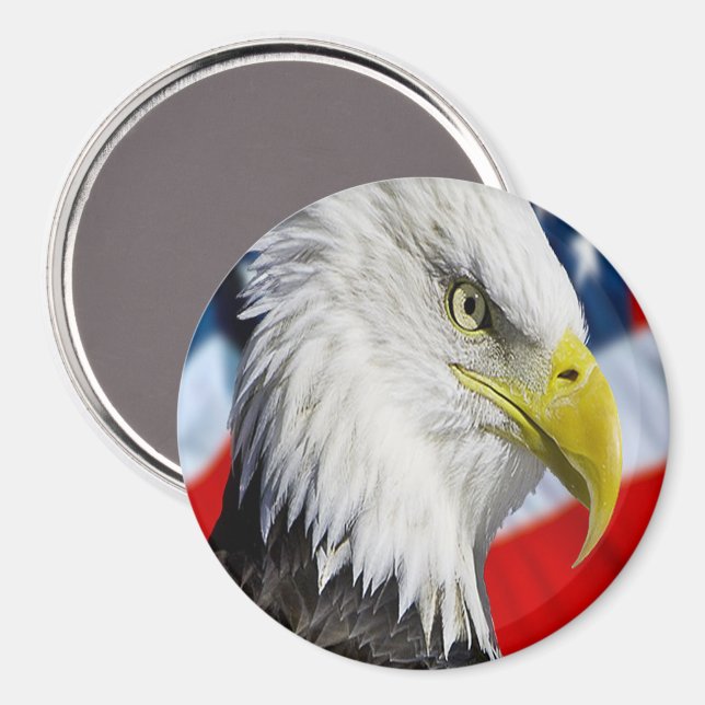 Schöner Adlerkopf und eine amerikanische Flagge 1 Magnet (Vorderseite/Rückseite)