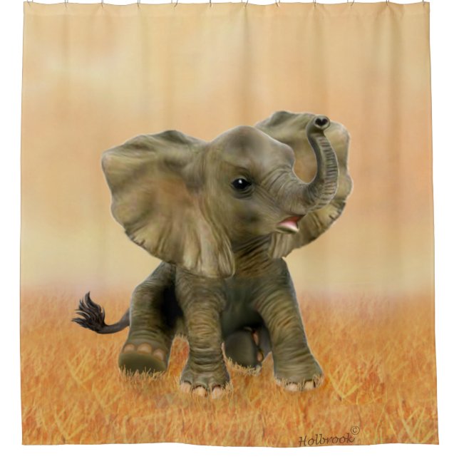 Schöner afrikanischer Baby-Elefant Duschvorhang (Vorderseite)