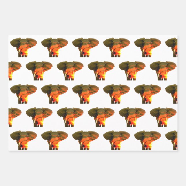Schöner afrikanischer Elefant im Serengeti Sunset Geschenkpapier Set (Vorderseite)