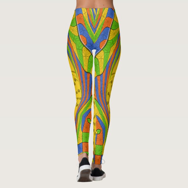 schöner ägyptischer Mehrfarben-Design symmetrische Leggings (Rückseite)