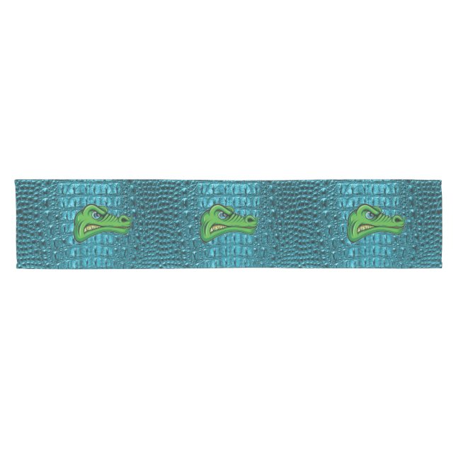 Schöner Alligator bearbeitetes Leder Kurzer Tischläufer (Horizontal)