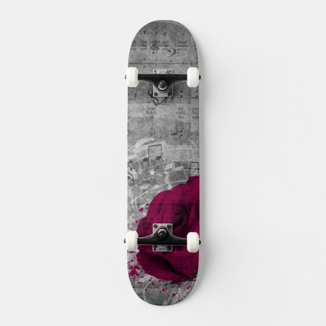 Schöner antiker, rosa Rose Spritzer Skateboard (Vorderseite)