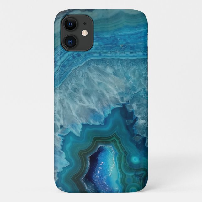 Schöner Aquamariner Blauer Agate Stone Case-Mate iPhone Hülle (Rückseite)