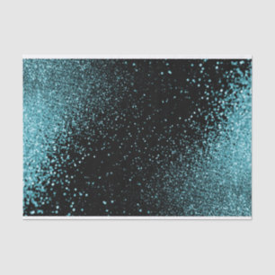 Schöner Aquamariner Glitzer auf schwarzem Hintergr Seidenpapier