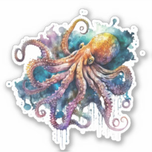 Schöner Aquarell Octopus Vinyl Sticker