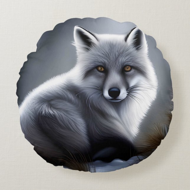 Schöner Artischer Fox Rundes Kissen (Vorderseite)