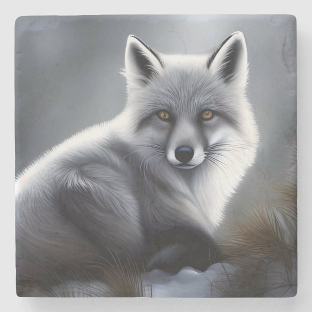 Schöner Artischer Fox Steinuntersetzer (Vorderseite)