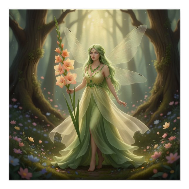 Schöner August Peridot Fairy Poster (Vorderseite)