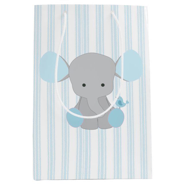 Schöner Baby-Blau-Elefant Mittlere Geschenktüte (Vorderseite)