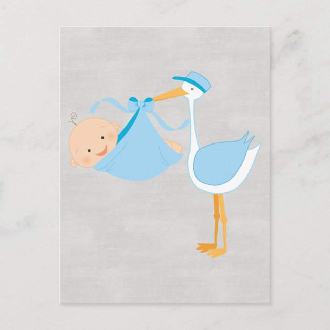 Schöner Baby Blue Stork, ein Junge! Postkarte (Vorderseite)