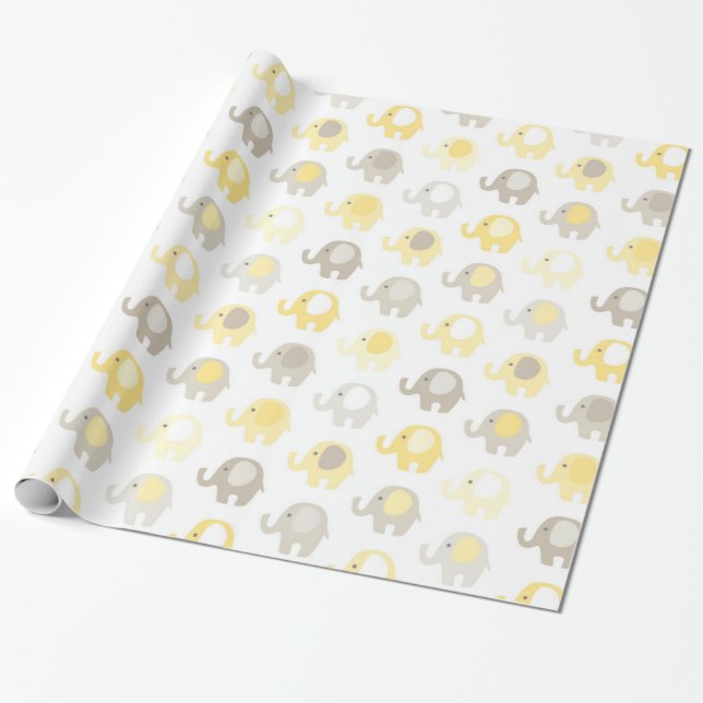 Schöner Baby-Gelb-Elefant Geschenkpapier (Ungerollt)