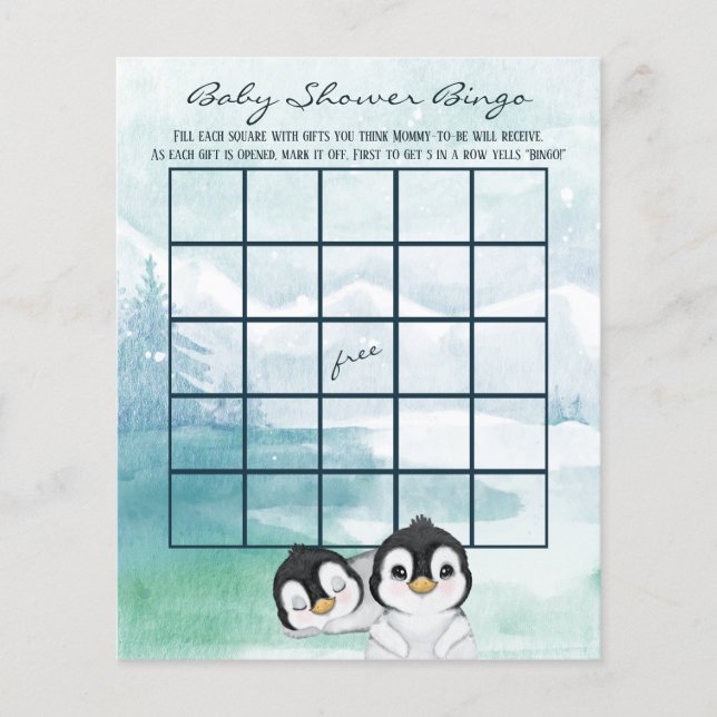 Schöner Baby Penguins Baby Dusche Bingo Flyer (Vorne)