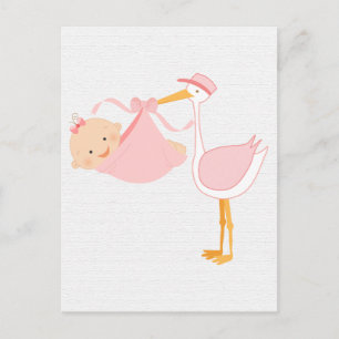 Schöner Baby Pink Stork, es ist ein Mädchen! Ankündigungspostkarte
