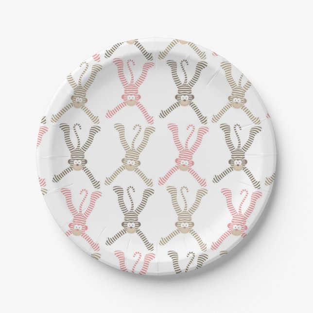 Schöner Baby-Socken-Affe Pappteller (Vorderseite)