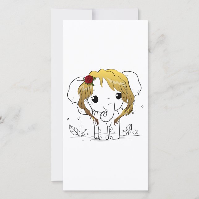 Schöner Babyelefone mit gelbem Haar Dankeskarte (Vorderseite)