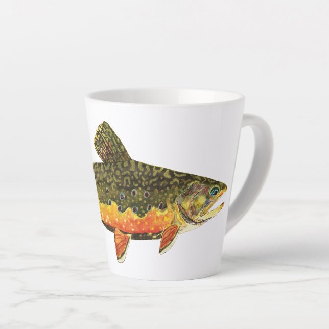 Schöner Bachforellenfisch Milchtasse (Rechte Ecke)