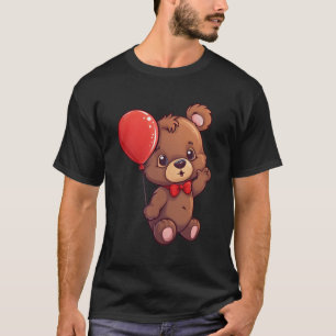 Schöner Bär mit einem schwebenden Stück Rot T-Shirt