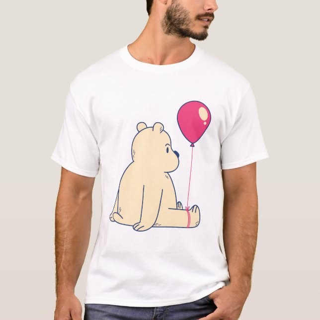 Schöner Bär mit rotem Ballon T-Shirt (Vorderseite)