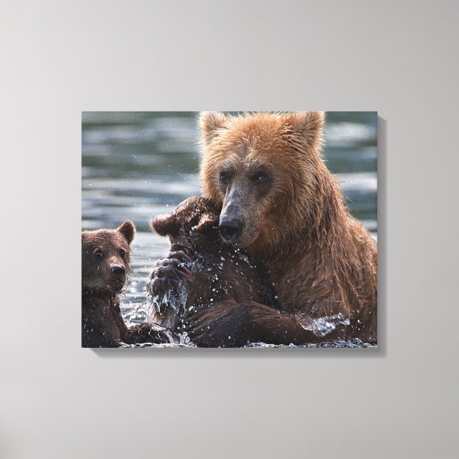 Schöner Bär und ihre Naben Leinwanddruck (Vorderseite)