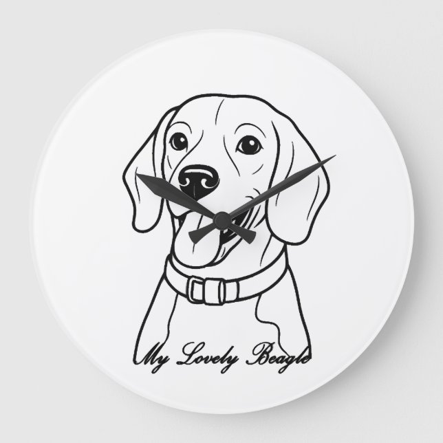 Schöner Beagle Große Wanduhr (Vorderseite)