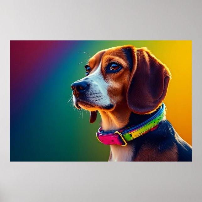 Schöner Beagle Hund mit lebendigem Kollar Poster (Vorne)