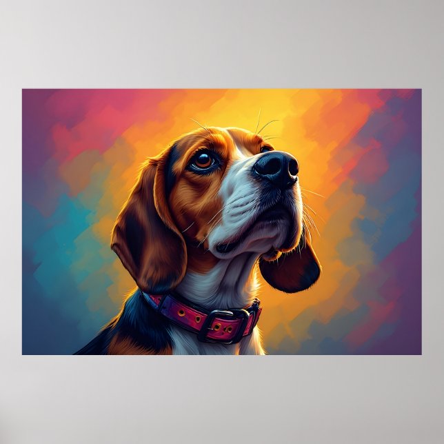 Schöner Beagle Hund mit lebendigem Kollar Poster (Vorne)