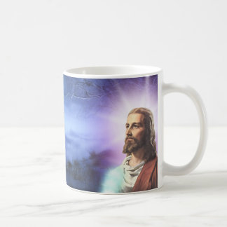 schöner Becher mit dem Bild von Jesus. Kaffeetasse