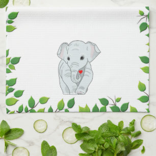 Schöner benutzerdefinierter Elefant und grüne Blät Geschirrtuch