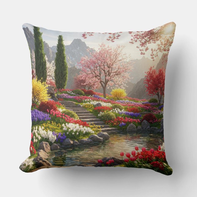 Schöner Berggarten Kissen (Vorderseite)