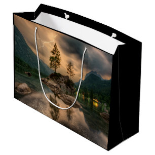 Schöner Bergsee, Abend Foto Große Geschenktüte