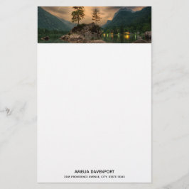 Schöner Bergsee im Abend Foto Briefpapier