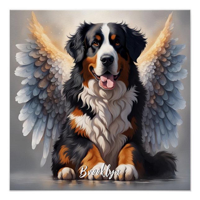 Schöner Berner Hund mit Flügeln Poster (Vorderseite)