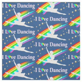SCHÖNER BLAUE RAINBOW I LIEBE TANZEN FABRIC STOFF