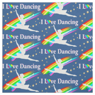 SCHÖNER BLAUE RAINBOW I LIEBE TANZEN FABRIC STOFF