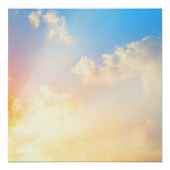 Schöner blauer Himmel mit Wolken, die Schönheit de Poster (Vorderseite)