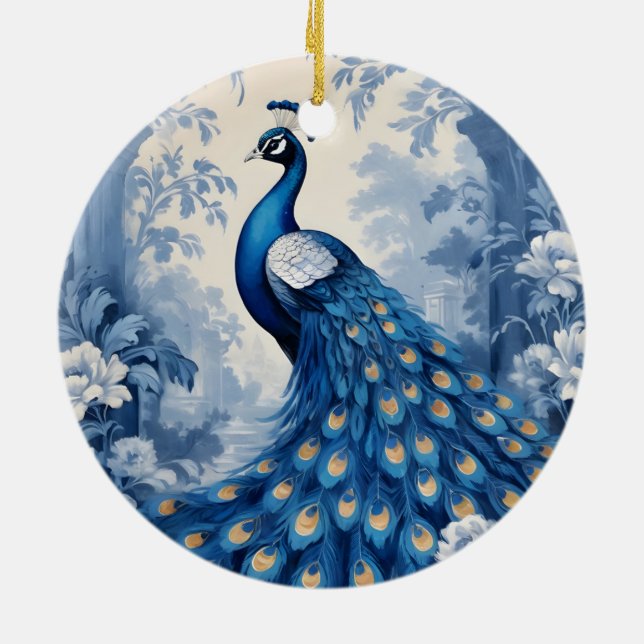 Schöner blauer Pfau Keramik Ornament (Hinten)