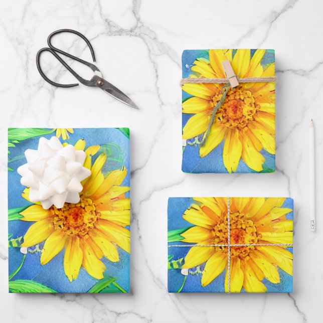 Schöner Blauer Schmetterling in einer Blume Wiese Geschenkpapier Set (Vorderseite)