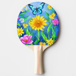 Schöner Blauer Schmetterling in einer Blume Wiese Tischtennis Schläger