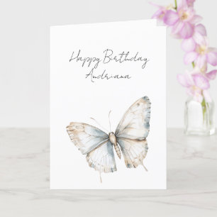 Schöner blauer weißer Schmetterling Floral Geburts Karte