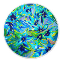 Schöner Blumen-Wasserfarben-Keramik-Türknauf