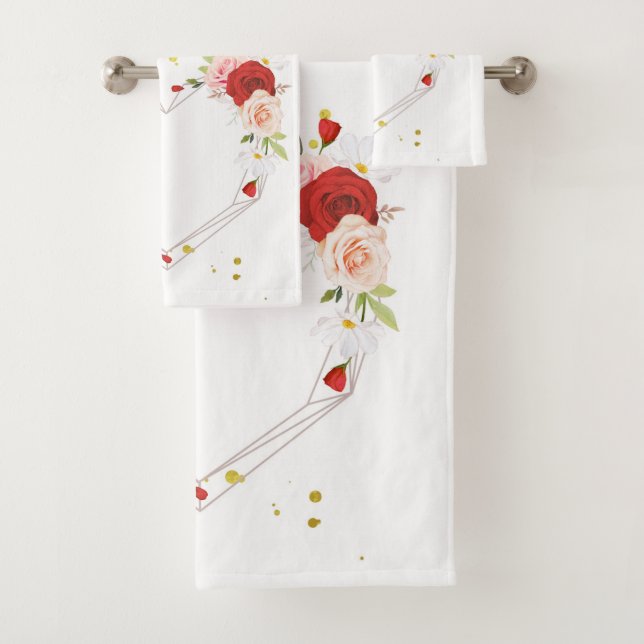 schöner Blumenkranz mit Aquarellfarbe Badhandtuch Set (Insitu)