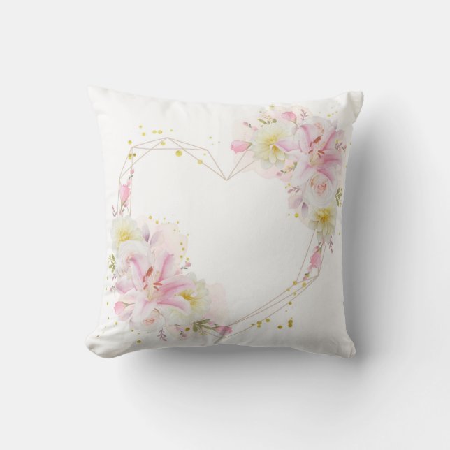 schöner Blumenkranz mit Aquarellpinke Kissen (Vorderseite)