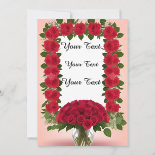 Schöner Blumenrahmen mit Rote Rosen Einladung